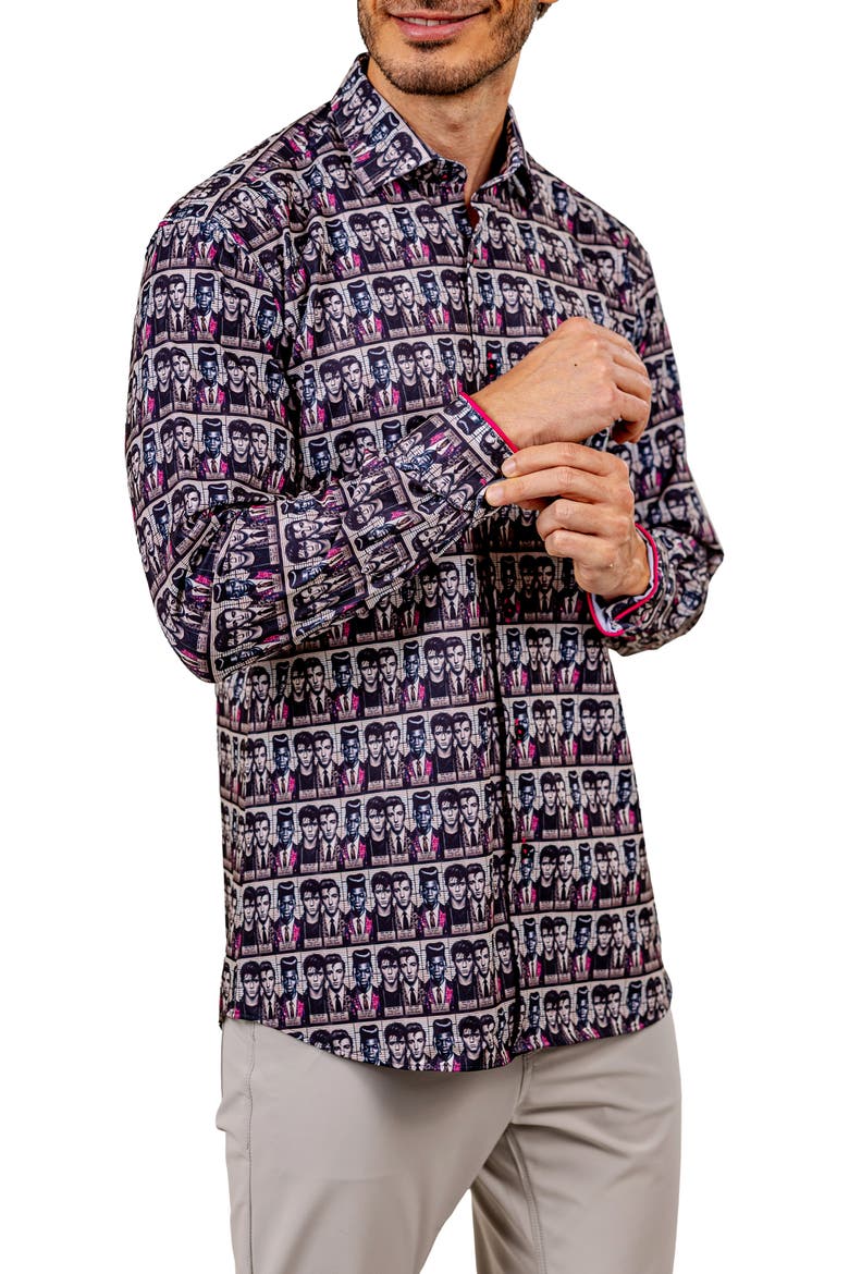 Fibonacci Stretch Ascension 3321 Contemporary Fit Button-Up Shirt, Alternate, color, BLACK