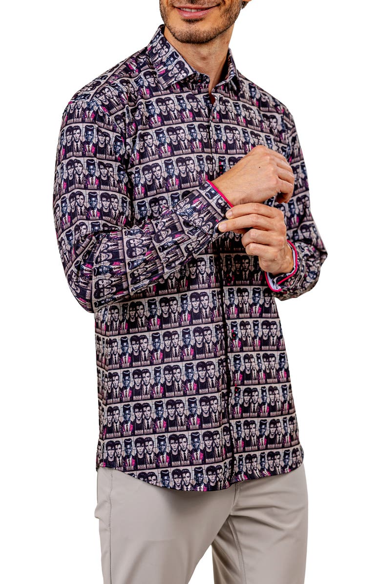 Maceoo Fibonacci Stretch Ascension 3321 Contemporary Fit Button-Up Shirt, Alternate, color, Black