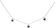 Haus of Brilliance .925 Sterling Silver 5/8 Cttw Black Diamond 3 Station with Halo Necklace