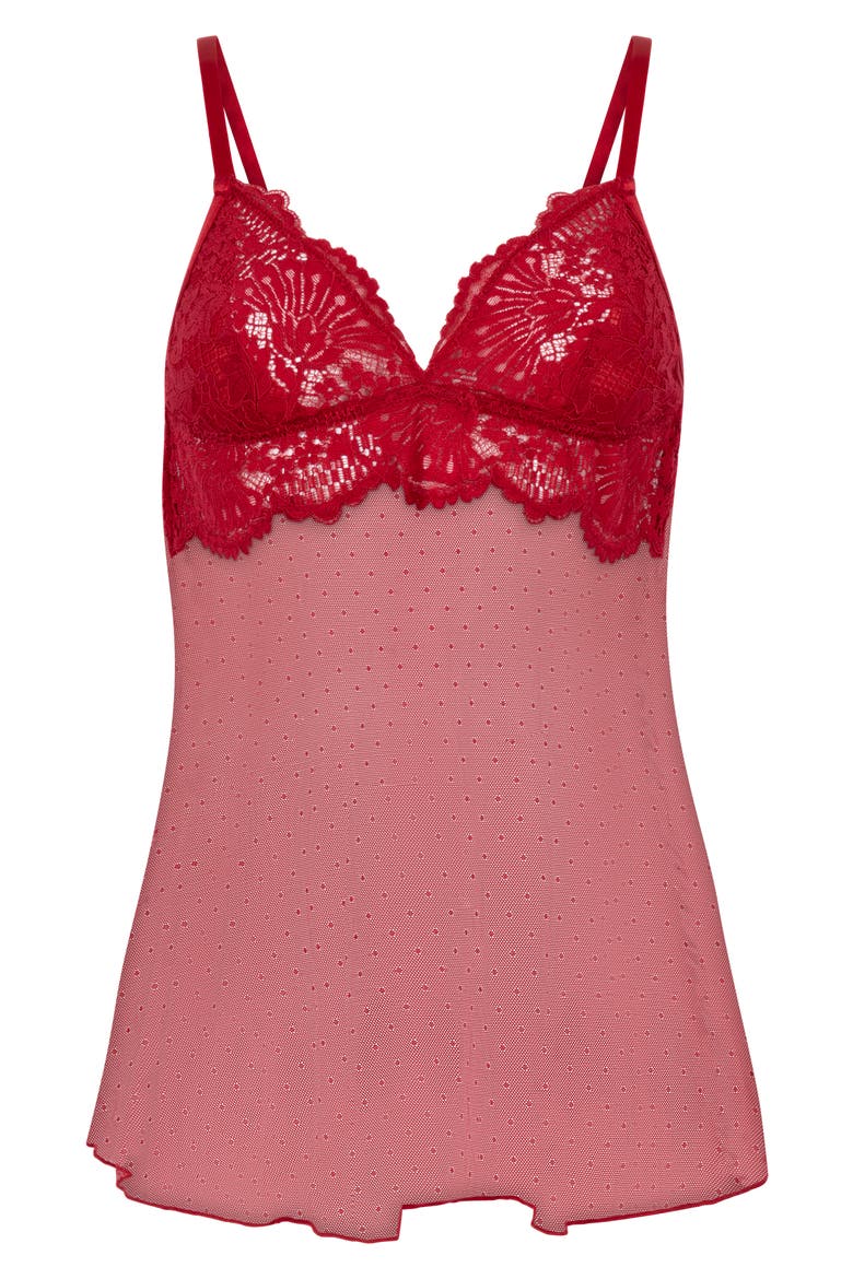 Whitney Lace & Mesh Chemise, Alternate, color, CHILI PEPPER