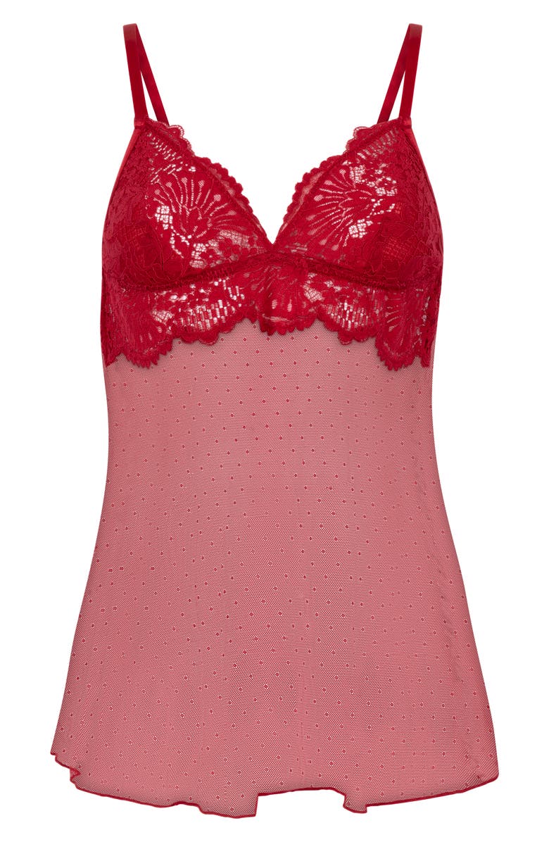 Hunkemöller Whitney Lace & Mesh Chemise, Alternate, color, Chili Pepper