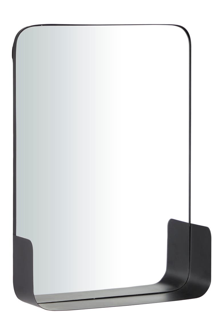 Mirrored Wall Shelf, Alternate, color, BLACK