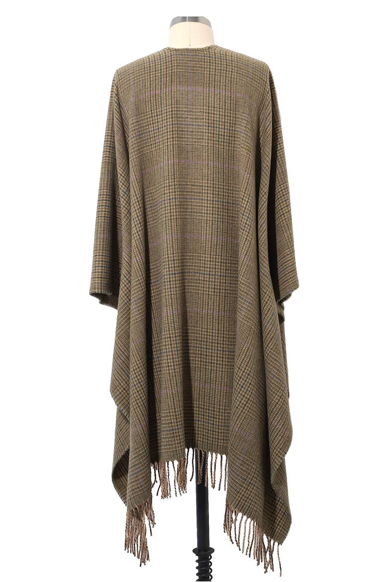 Longline Wool Poncho, Alternate, color, BROWN GLENPLAID