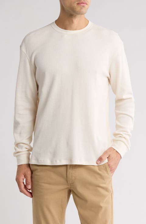 Crewneck Waffle Knit Long Sleeve T-Shirt