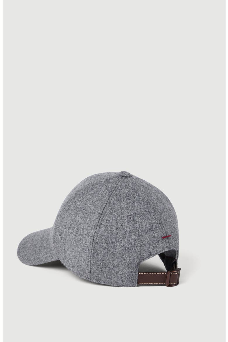 Virgin wool flannel baseball cap with embroidered logo, Alternate, color, Medium Grey