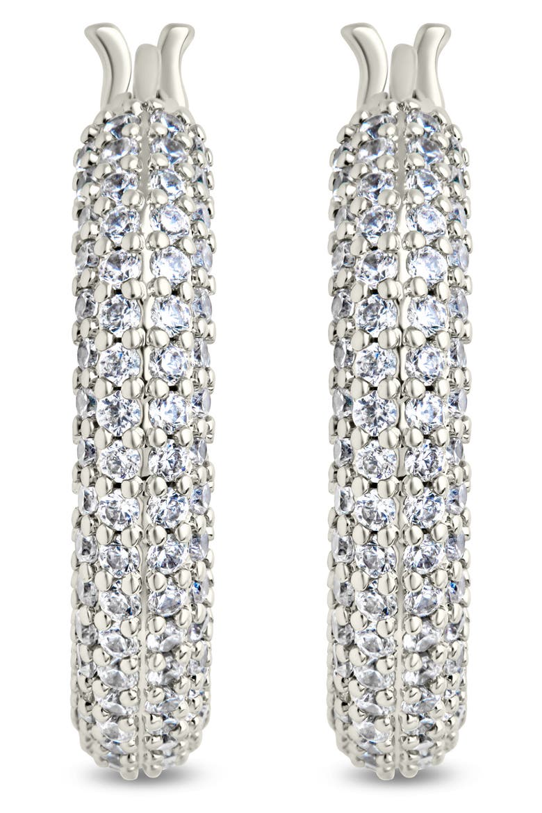 Cordelia Pavé Cubic Zirconia Huggie Hoop Earrings, Alternate, color, SILVER