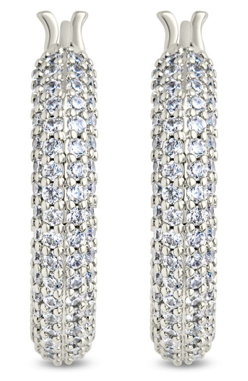 Sterling Forever Cordelia Pavé Cubic Zirconia Huggie Hoop Earrings In Silver