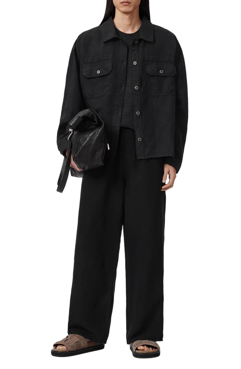 AllSaints Korten Relaxed Fit Shacket, Alternate, color, Black