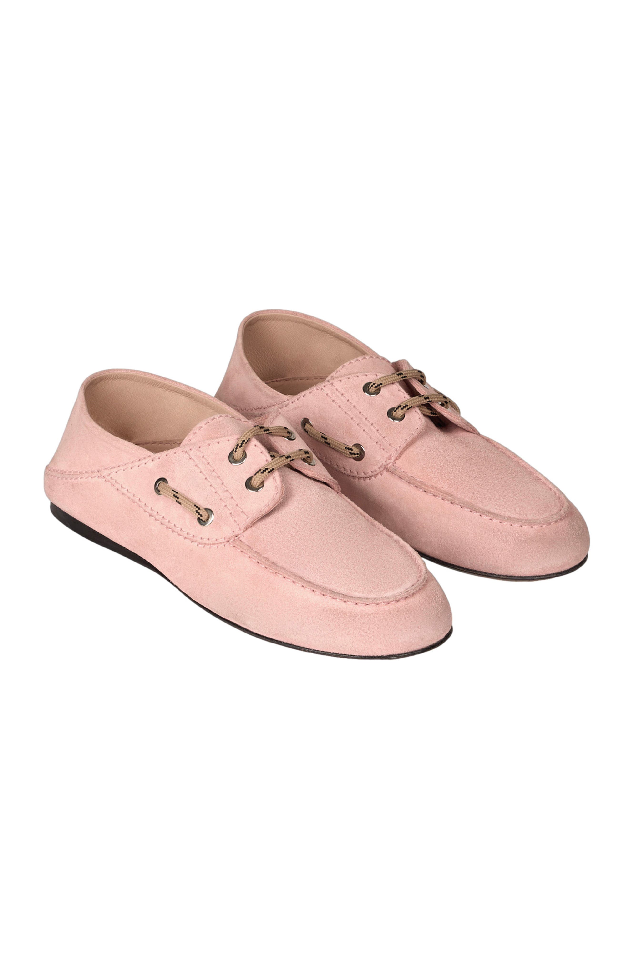SANDRO Suede boat shoe loafers, Alternate, color, Pink