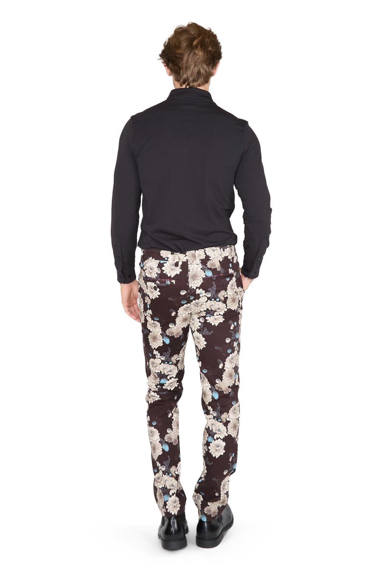 Jack Flat Front Stretch Sateen Pant, Alternate, color, Serious Floral Black