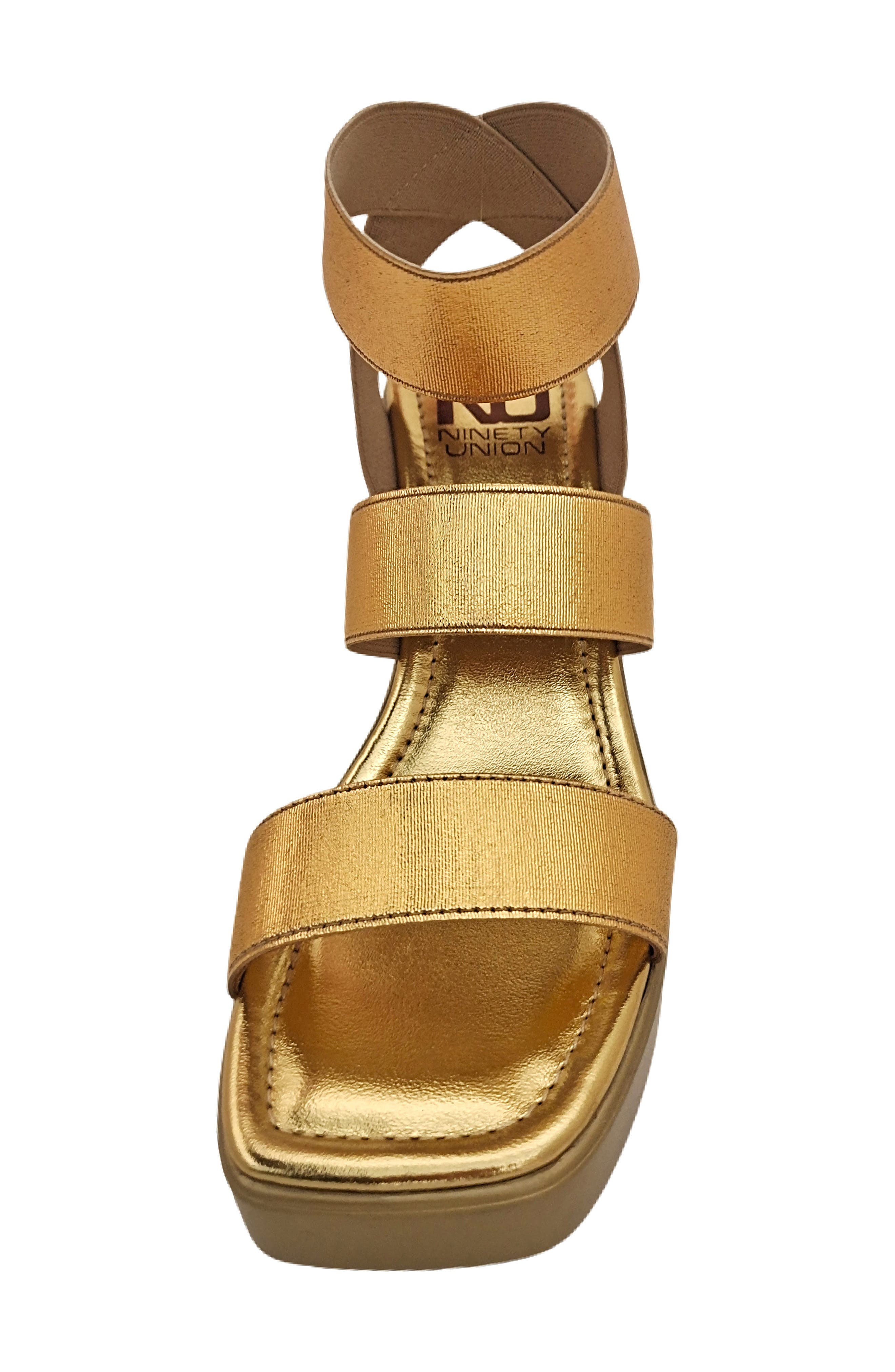 Paige Elastic Strap Wedge Sandal, Alternate, color, GOLD