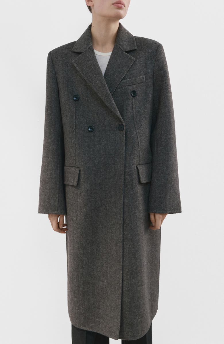 MANGO Double Breasted Wool Blend Coat, Main, color, 