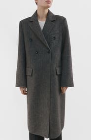 MANGO Double Breasted Wool Blend Coat