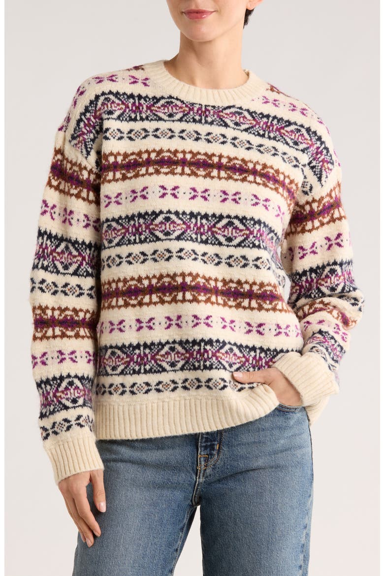 Fair Isle Pullover Sweater, Main, color, WHITE BEACH