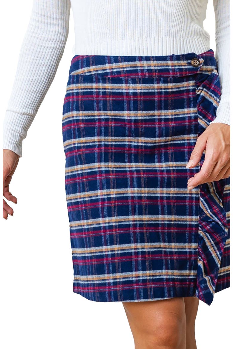 Women's Organic Flannel Ruffle Skirt, Alternate, color, Navy Autumn Plaid