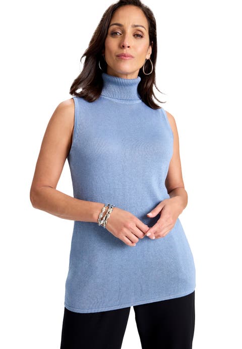 Cotton Cashmere Sleeveless Turtleneck Shell (Plus Available)