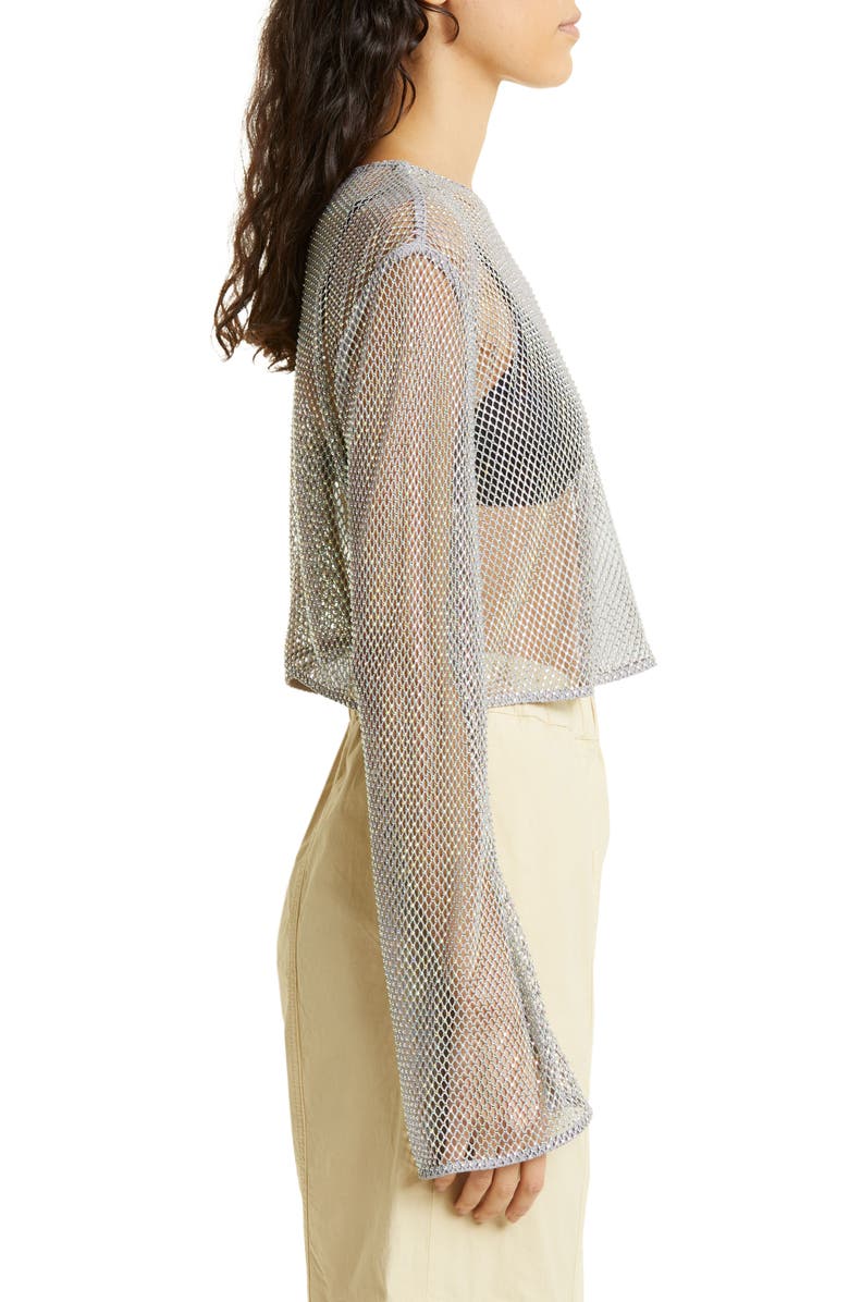 Ganni Metallic Mesh Top, Alternate, color, 