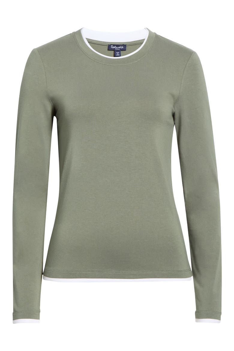 Double Layer Long Sleeve T-Shirt, Alternate, color, ARMY GREEN