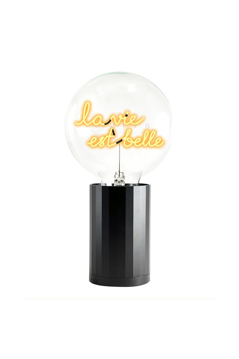 La Vie Est Belle Portable Table Lamp, Main, color, Black