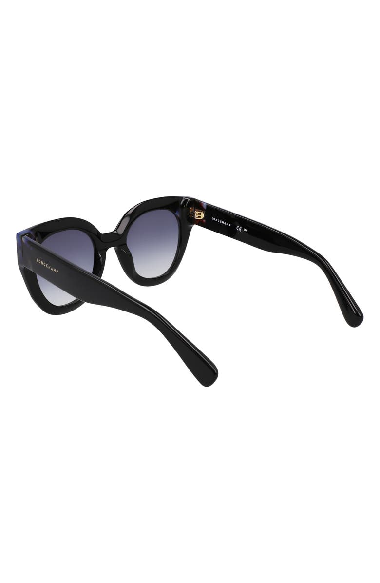 Longchamp Heritage 49mm Small Round Sunglasses, Alternate, color, Black/ Blue Havana