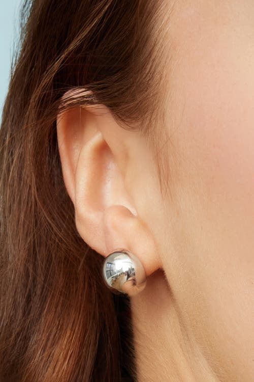 Oradina Sterling Silver Belle Of The Ball Button Studs In Silver