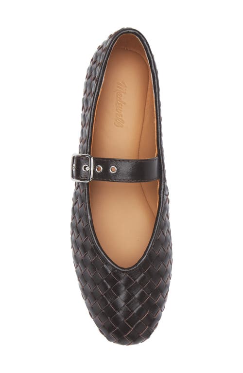 Shop Madewell The Remy Woven Mary Jane Flat In Dark Carob
