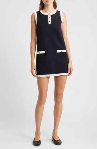 FRAME The Mixed Denim Trim Knit Minidress