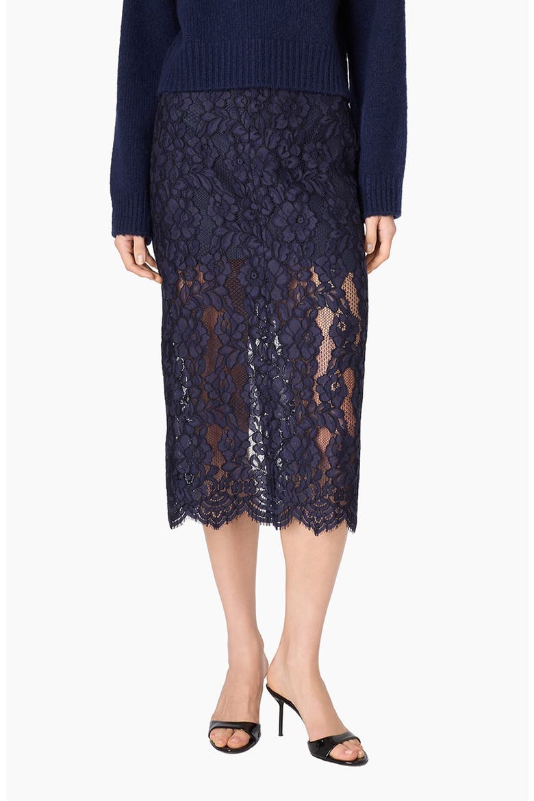 Osmond Lace Midi Skirt, Alternate, color, NAVY