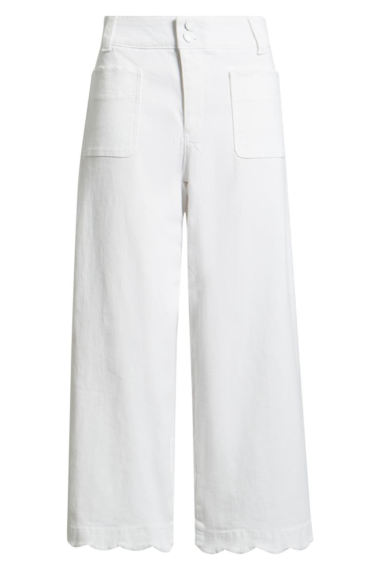 Scallop Patch Pocket High Waist Crop Wide Leg Twill Pants, Alternate, color, OPTIC WHITE