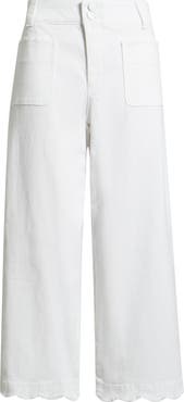 Wit & Wisdom Scallop Patch Pocket High Waist Crop Wide Leg Twill Pants