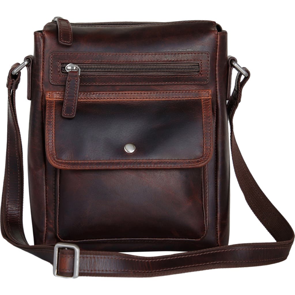 Mancini Buffalo Leather Everyday Crossbody Bag In Brown