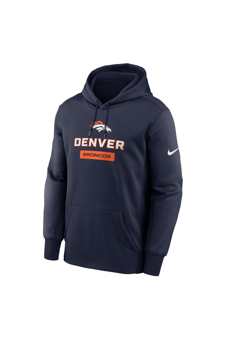 Men's Nike Navy Denver Broncos Toss Sweep Performance Pullover Hoodie, Alternate, color, Navy