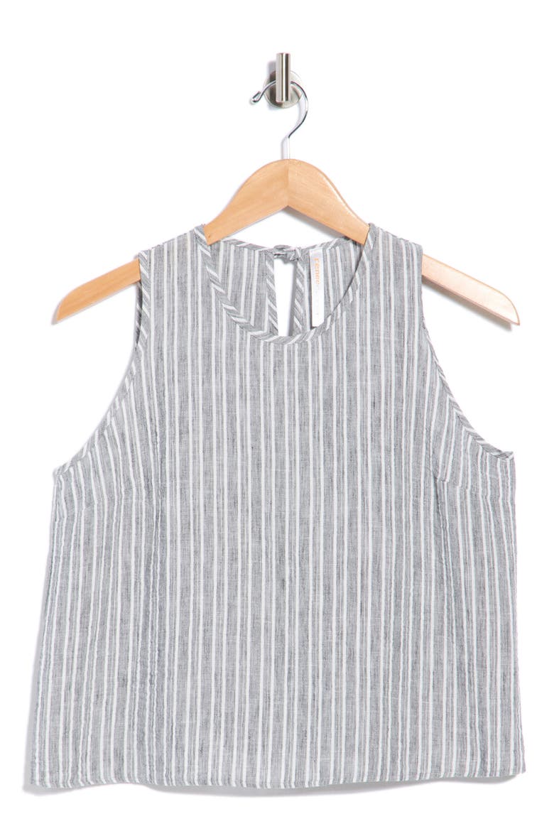 Stripe Sleeveless Cotton Top, Alternate, color, BLACK