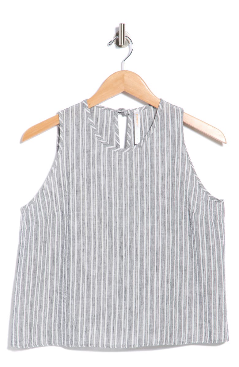 Renee C Stripe Sleeveless Cotton Top, Alternate, color, Black