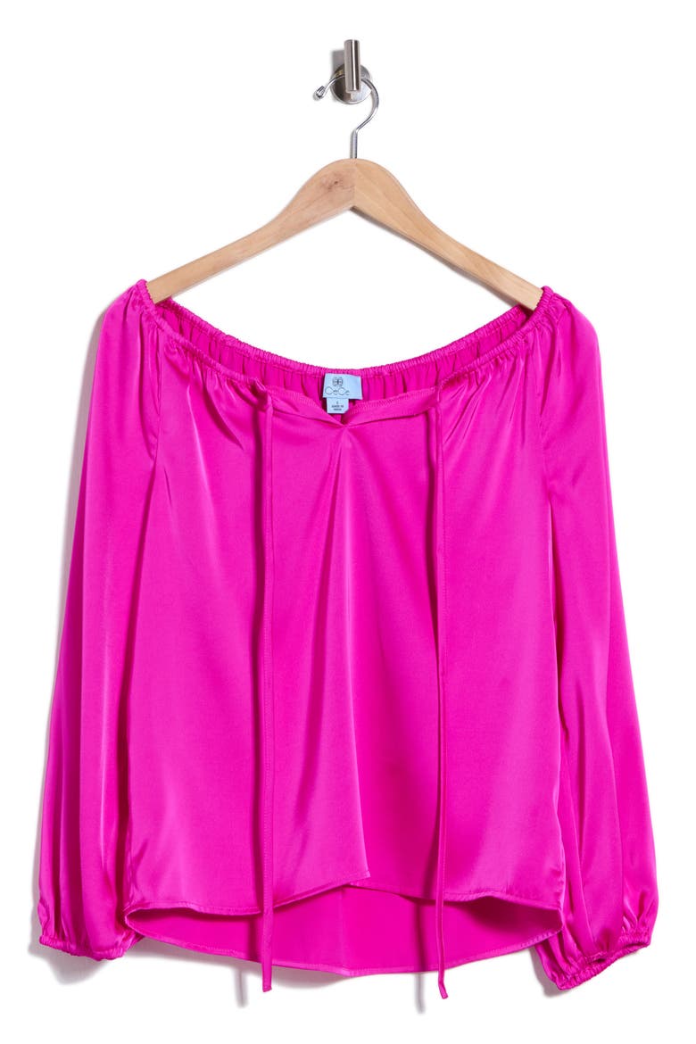 Off the Shoulder Long Sleeve Top, Alternate, color, FIERCELY FUCHSIA