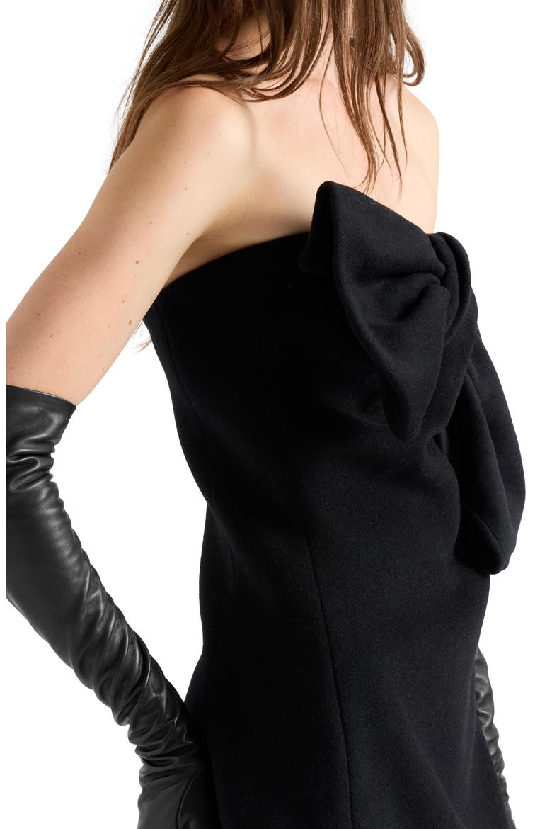Bow Strapless Minidress, Alternate, color, WOOL BLEND BLACK