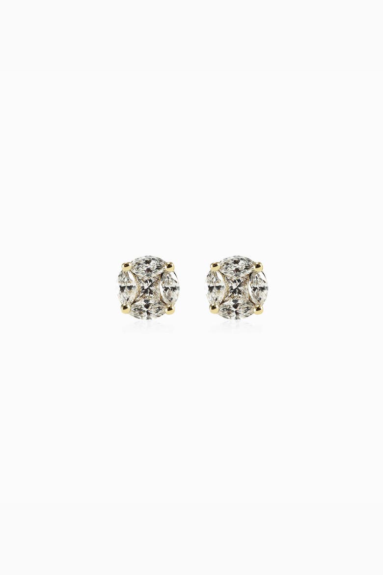 14K Gold Illusion Small Diamond Studs, Alternate, color, Yellow Gold - Diamonds