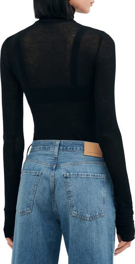 Eloise Turtleneck Semisheer Jersey Top