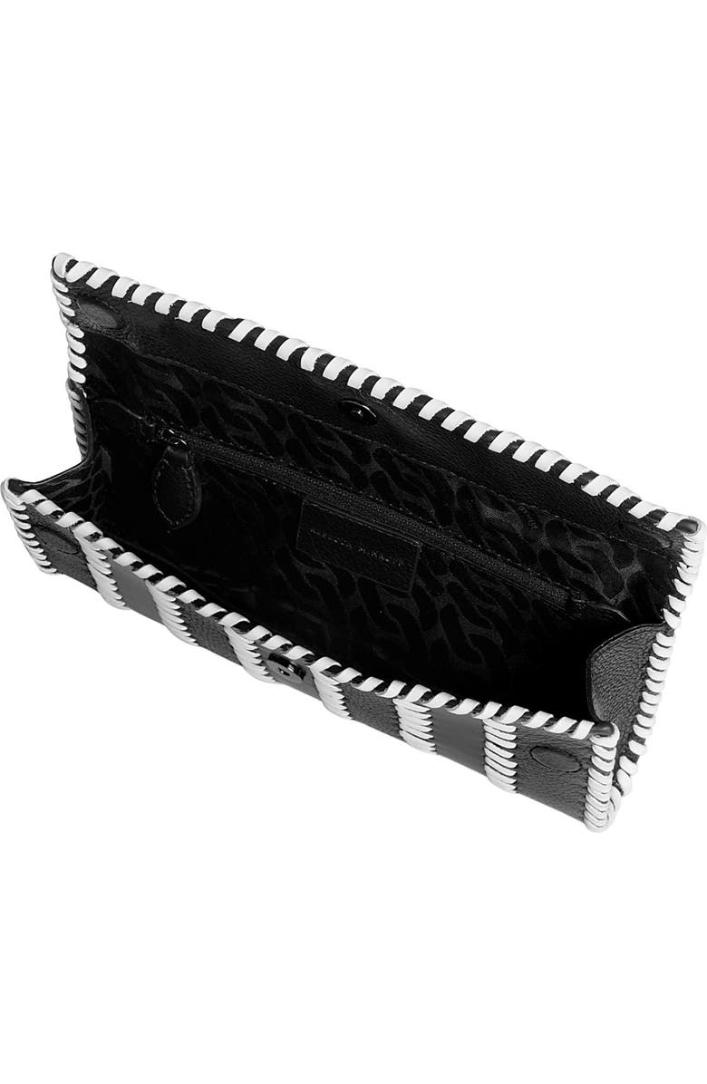 Rebecca Minkoff Whipstitch Patchwork Leather Clutch, Alternate, color, Black/ White