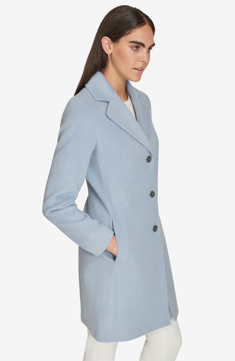 Calvin Klein Notch Wool Blend Coat, Alternate, color, Chambray
