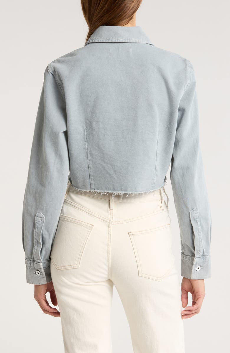 SLVRLAKE Crop Raw Hem Button-Up Denim Shirt, Alternate, color, Dove Gray