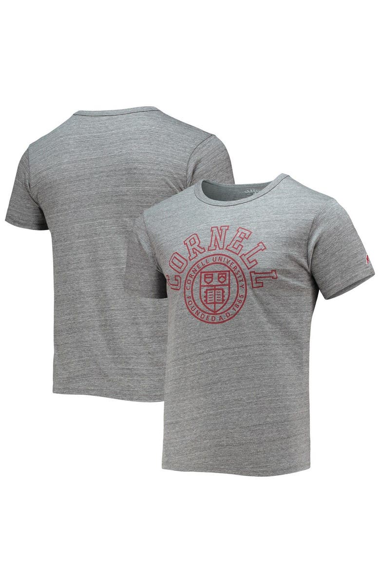 LEAGUE COLLEGIATE WEAR Men's League Collegiate Wear Heathered Gray Cornell Big Red Tide Seal Nuevo Victory Falls Tri-Blend T-Shirt, Alternate, color,