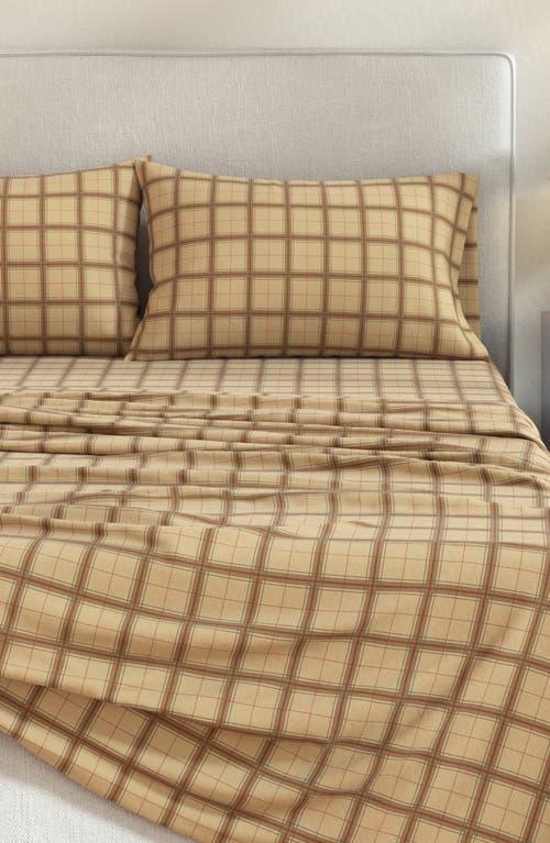 Woven & Weft Plaid 4-piece Flannel Bed Sheet Set In Brown