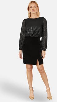 Yumi Sequin And Velvet Mini Dress