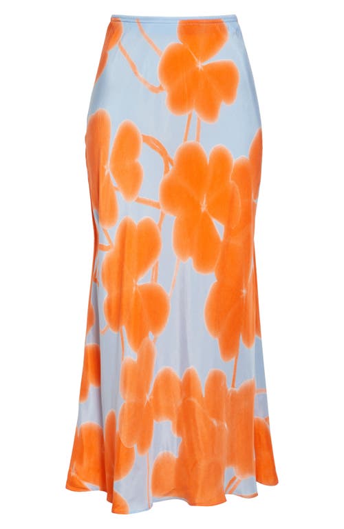 Marimekko Ekspressio Ketunleipä Floral Midi Skirt In Light Blue Orange Light Pink