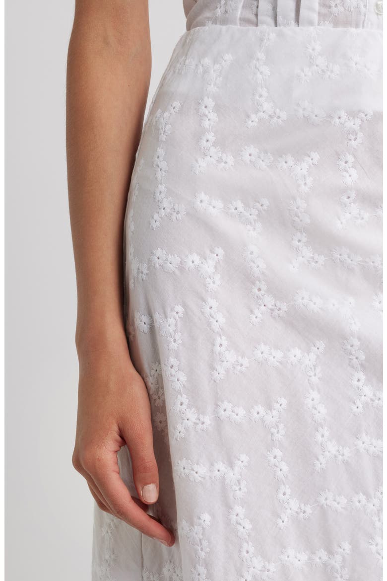 Lace Trim Cotton Eyelet Midi Skirt, Alternate, color, IVORY WITH EYELET PATTERN
