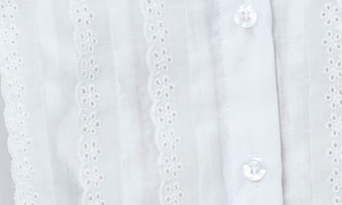 By Design Natalie Lace Trim Pleated Front Button-up Shirt In Bright White
