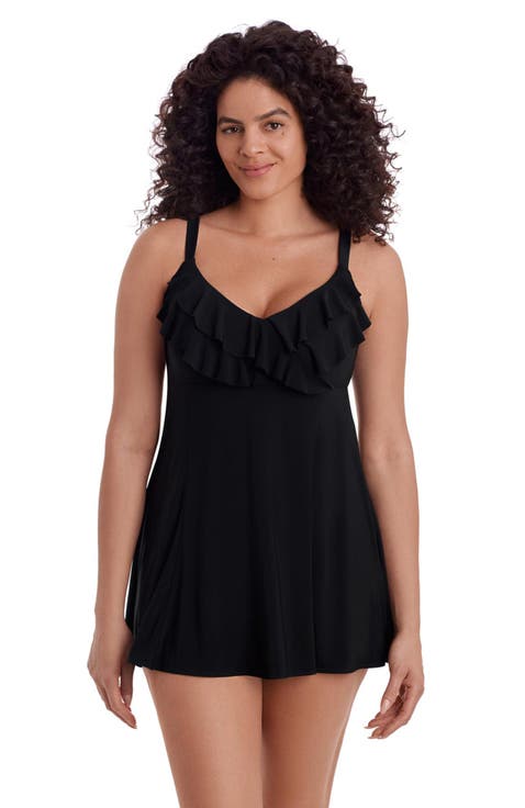 Ruffle Long Torso Swim Dress
