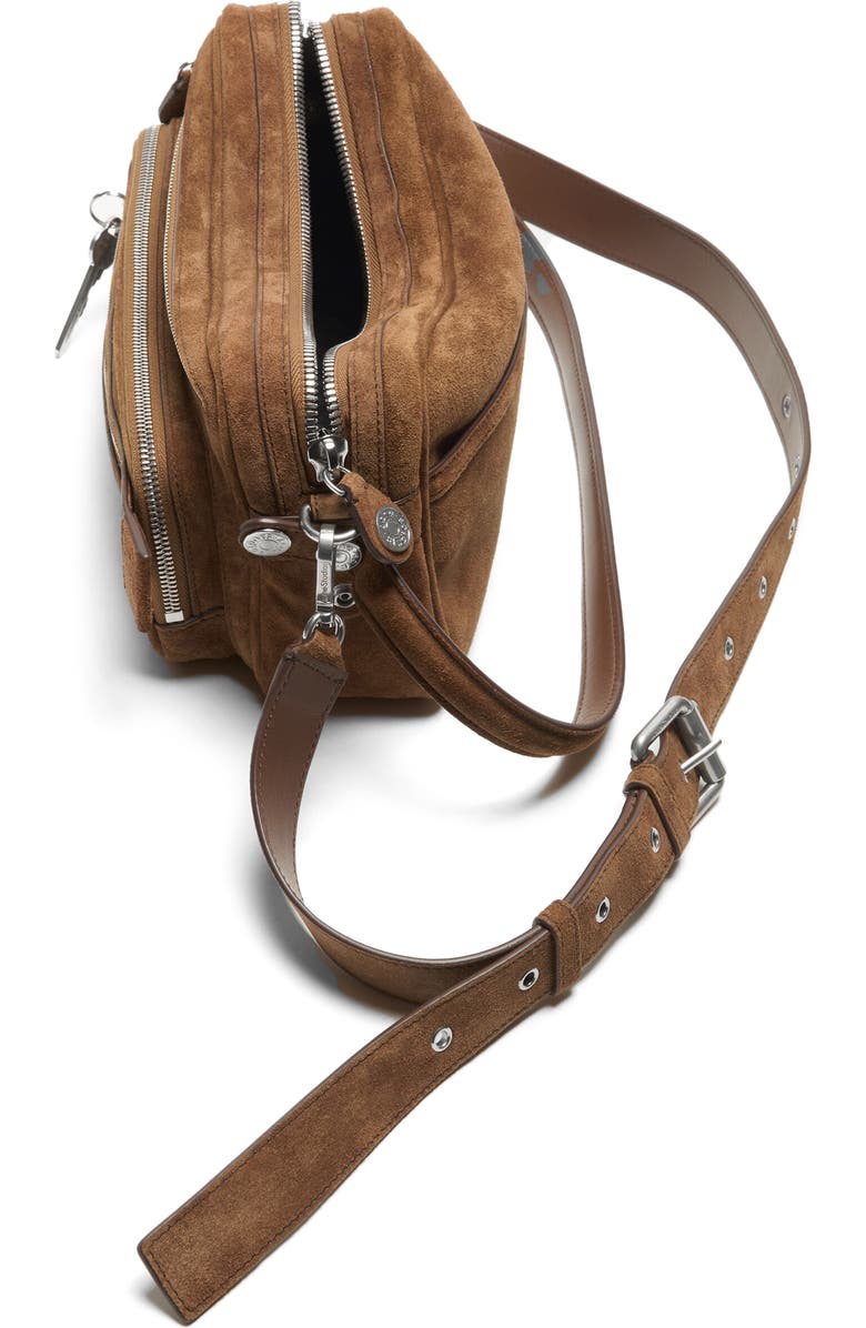 Acne Studios Camero Party Suede Shoulder Bag, Alternate, color, Cognac Brown