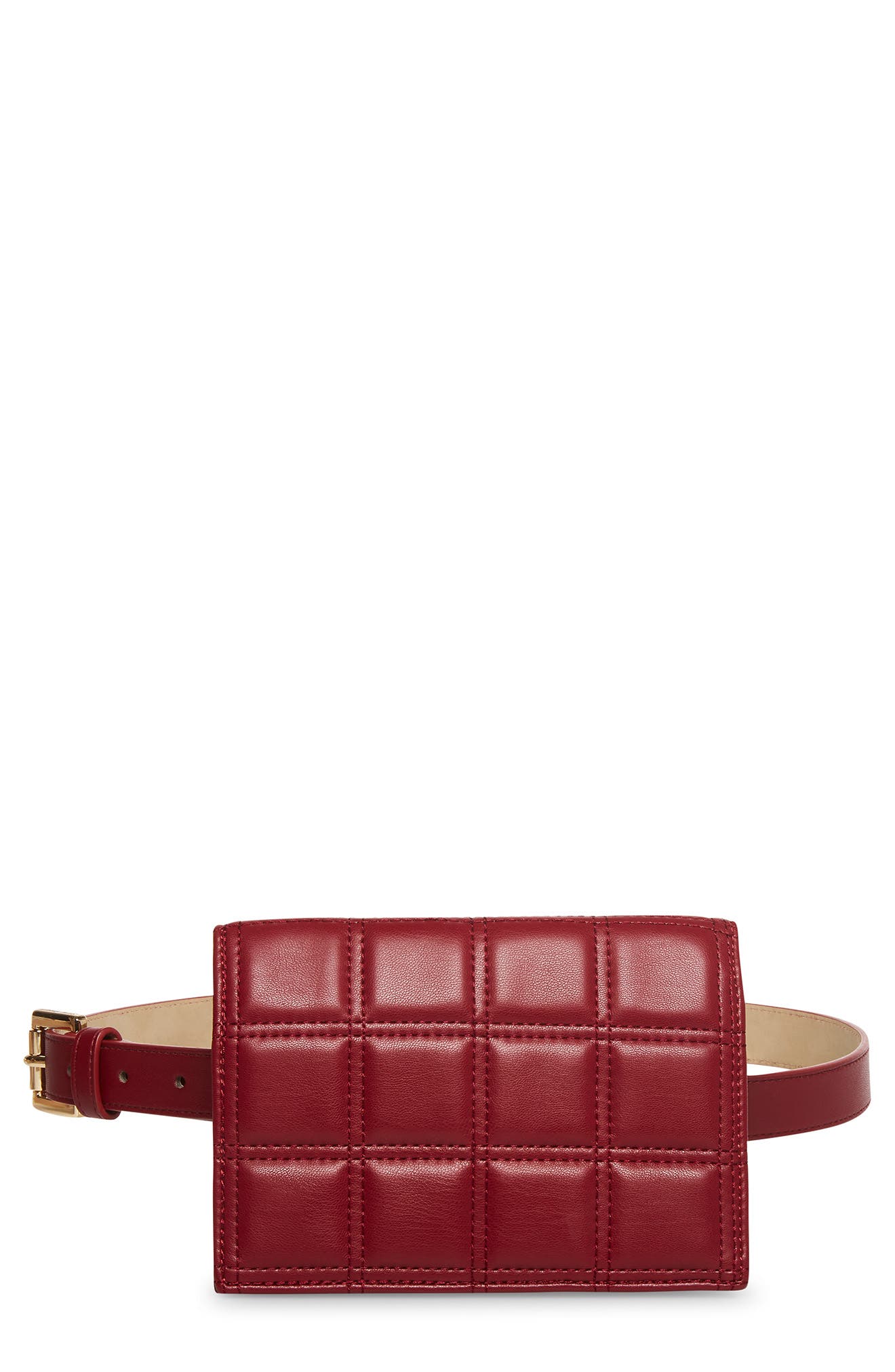Quilted Belt Bag, Main, color, BURGUNDY